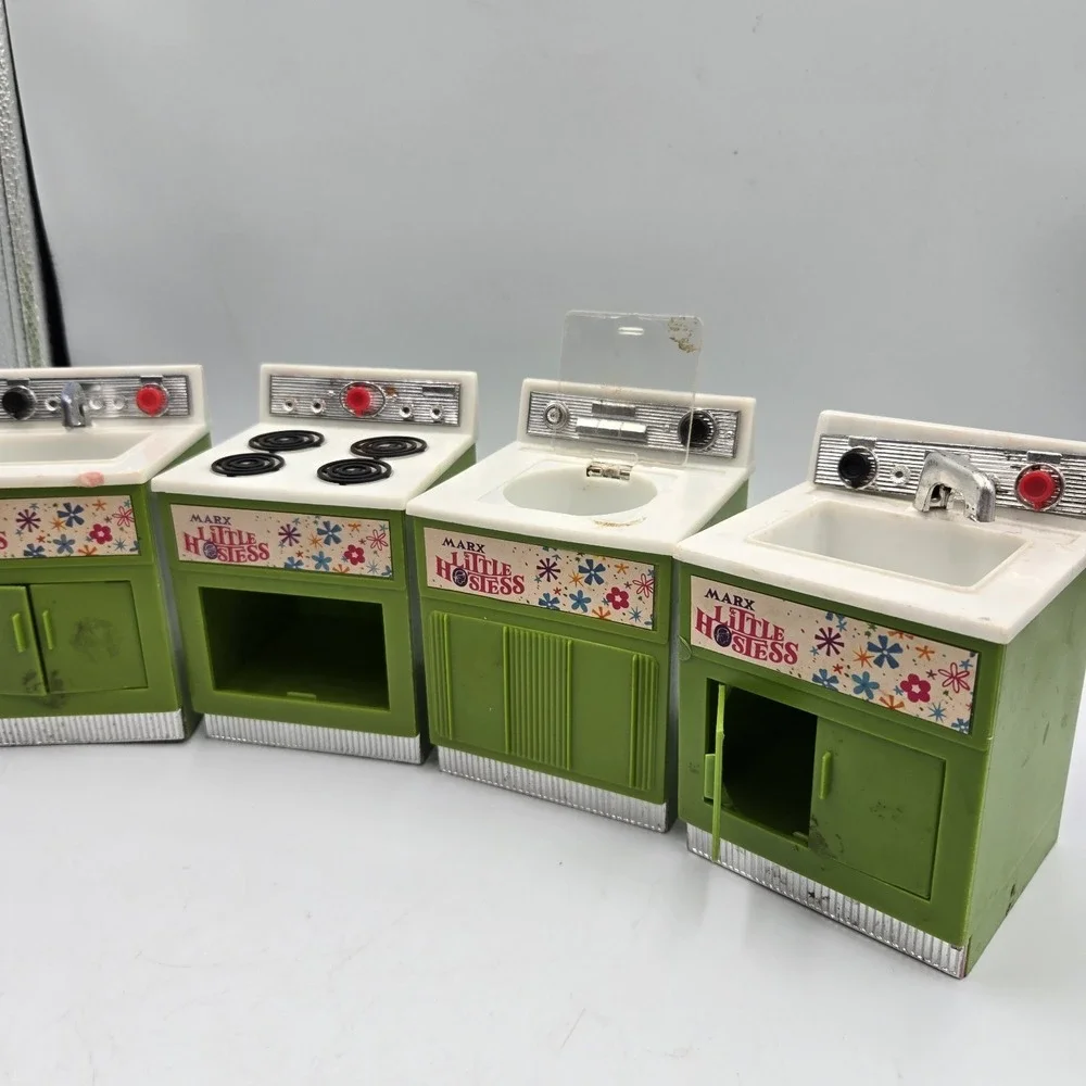 Vtg 50s Marx Toys 4 Mini Appliances Pretty Maid Little Hostess Avocado Green‎